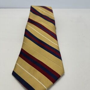 Jos A Bank Yellow Blue Red Stripe Silk Tie‎ 3.5" Wide